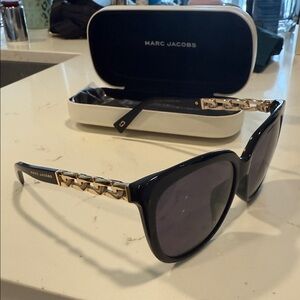 Marc Jacobs Black Sunglasses with Gold Chain Detail